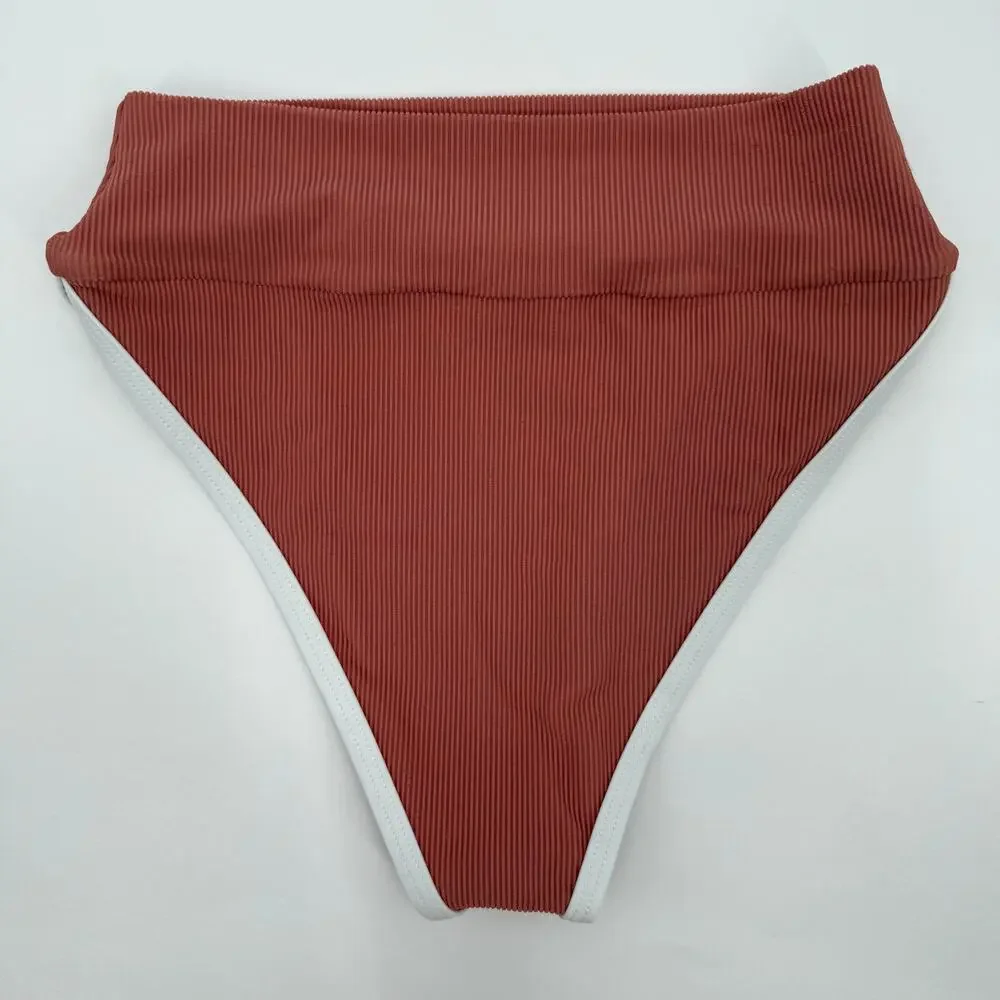 LAINSNOW Kiawah Bikini Bottoms Size Extra Small NEW Sangria Pink NWOT Beach Rib